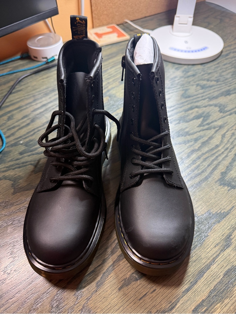 Dr. Martens Juniors 1470 Black Lace-Up Kids Leather Boots w Side Zipper
